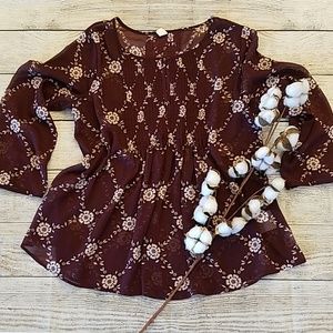 Old Navy Sheer Plum Floral Tunic Sz Medium